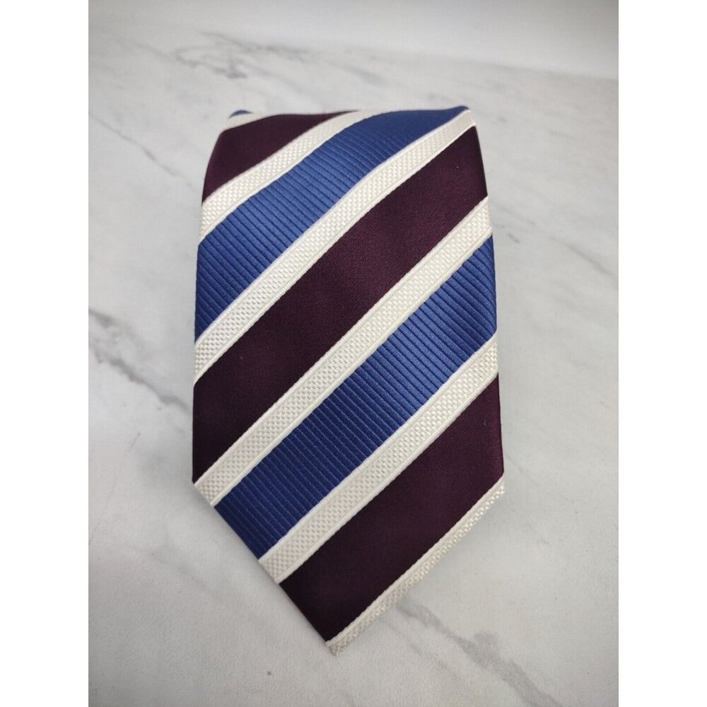 DONALD TRUMP President Signature Collection Silk Necktie STRIPED Wine Blue 60"
